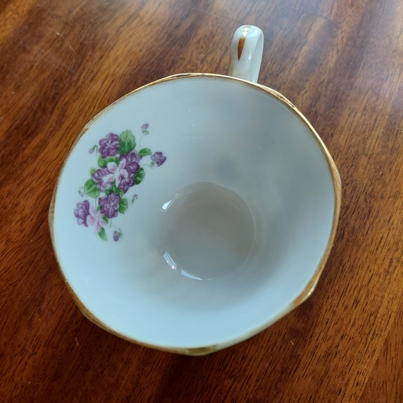 ESD Japan Hand Painted Purple Floral Teacup Only Gold Rimmed Vintage - Picture 7 of 8